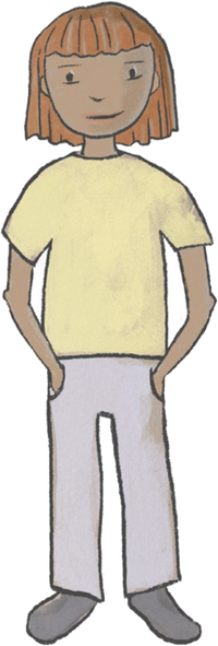 Gezeichnete Figur, aufrecht stehend